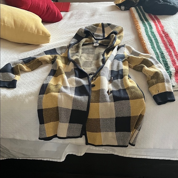 CAbi Navy and Yellow Plaid Knit Jacket - Picture 3 of 3